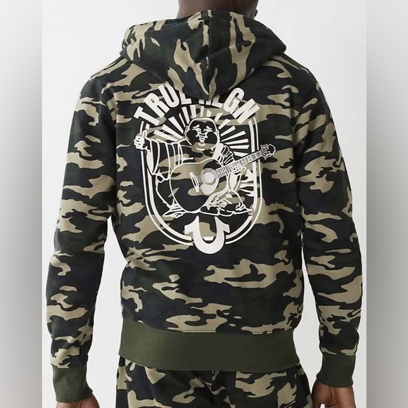 True Religion Cotton Blend Jersey w/Fleece Finish on Inside Full Zip Hoodie - Picture 2 of 10